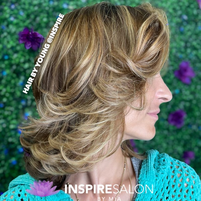 Highlights and cut by Young at Inspire Salon by Mia